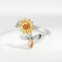 Sunflower Bee Fidget Ring