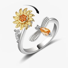 Sunflower Bee Fidget Ring